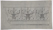 Design for a Cornice, Anonymous, French, 19th century, Graphite, black chalk, heightened with white