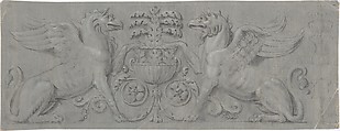 Design for a Decorative Frieze, Anonymous, French, 19th century, Graphite, black chalk, heightened with white; framing lines in black chalk
