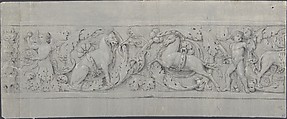 Design for a Decorative Frieze, Anonymous, French, 19th century, Graphite, black chalk, heightened with white