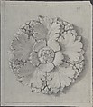 Design for a Rosette Relief, Anonymous, French, 19th century, Graphite, black chalk, heightened with white; framing lines in black chalk
