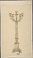 Design for a Candelabra, Anonymous, French, 19th century, Pen and brown ink