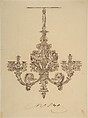 Design for a Chandelier, Anonymous, French, 19th century, Pen and brown ink