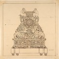 Design for an Urn, Anonymous, French, 19th century, Pen and brown ink. Framing lines in pen and brown ink.