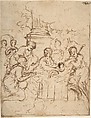 The Adoration of the Shepherds, Pietro da Cortona (Pietro Berrettini) (Italian, Cortona 1596–1669 Rome), Pen and dark brown ink; traces of framing outlines in pen and brown ink