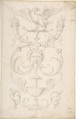 Drawing of a Grotesque after a 16th-century Decorative Relief, Filippo Cretoni (Italian, late 18th–early 19th century), Black chalk or graphite