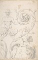 Drawing of a Grotesque after a 16th-century Decorative Relief, Filippo Cretoni (Italian, late 18th–early 19th century), Black chalk or graphite