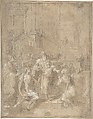 Thanksgiving, for the Acquittal of Susanna (Daniel 13:63), Baldassare Croce (Italian, Bologna 1553/58–1628 Rome), Black chalk, brush and brown wash, highlighted with white, on brownish paper