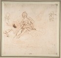 Allegorical Figure of Painting, Cesare Dandini (Italian, Florence 1596–1657 Florence), Pen and brown ink, over red chalk