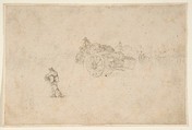 A Loaded Wagon and Several Human Figures., Stefano della Bella (Italian, Florence 1610–1664 Florence), Pen and brown ink over traces of graphite, light sketch in graphite in the background