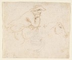 Man on Horseback seen in Profile View Facing Right., Stefano della Bella (Italian, Florence 1610–1664 Florence), Pen and light brown ink