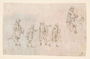 Studies of Cavaliers, Stefano della Bella (Italian, Florence 1610–1664 Florence), Pen and brown ink
