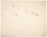 Figures in Battle and Head of a Horse (recto); Studies of a Man's Head and Arms (verso), Stefano della Bella (Italian, Florence 1610–1664 Florence), Pen and brown ink (recto); pen and brown ink (verso)