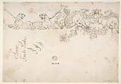 Designs for Ornamental Motifs with Figures, Real and Imaginary Animals, and Coats of Arms of the Medici Grand Dukes, After Stefano della Bella (Italian, Florence 1610–1664 Florence), Pen and brown ink over black chalk or leadpoint (?)