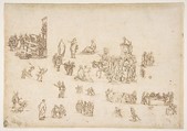Scenes from the Life of Christ and Other Figure Studies, Stefano della Bella (Italian, Florence 1610–1664 Florence), Pen and brown ink