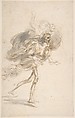 Death Carrying a Child, Stefano della Bella (Italian, Florence 1610–1664 Florence), Pen and brown ink and brush and gray wash, over black chalk