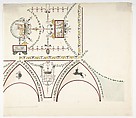 Design for a Vestibule, Anonymous, French, 19th century, Graphite, pen and black ink, watercolor