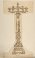 Design for a Six Arm Candelabra, Anonymous, French, 19th century, Pen and brown ink