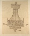Design for a Crystal Chandelier, Anonymous, French, 19th century, Pen and brown ink
