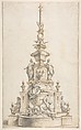 Design for a Funerary Monument, Circle of Ignaz Günther (German, Altmannstein 1725–1775 Munich) (?), Pen and brown ink, with gray wash; incised for transfer