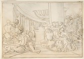Congregation in a Temple, Fortunato Duranti (Italian, 1787–1863), Pen and brown ink with graphite on thin paper