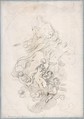The Assumption of the Virgin (recto); Architectural Notations (verso), Lorenzo de' Ferrari (Italian, Genoa 1680–1744 Genoa), Black chalk, a little pen and brown ink (recto); architectural notations in black chalk (verso)