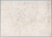 The Assumption of the Virgin (recto); Architectural Notations (verso), Lorenzo de&#39; Ferrari (Italian, Genoa 1680–1744 Genoa), Black chalk, a little pen and brown ink (recto); architectural notations in black chalk (verso)