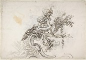 Design for a Ceiling Decoration (recto); Daphne Pursued by Apollo (verso), Lorenzo de' Ferrari (Italian, Genoa 1680–1744 Genoa), Pen and brown ink, over black chalk (recto); black chalk (verso)