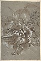 Ceiling Design with the Glorification of the Name of Jesus (recto); Aurora and Cephalus (verso), attributed to Lorenzo de' Ferrari (Italian, Genoa 1680–1744 Genoa), Pen and brown ink, brush and brown wash, heightened with white, on blue-gray paper (recto); pen and brown ink, brush and brown wash, heightened with white, over black chalk (verso)