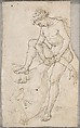 A Warrior Subduing Another (recto); Warrior Seen in Bust-Length with Fantastic Helmet (verso), Maso Finiguerra (Italian, Florence 1426–1464 Florence), Pen and brown ink, brush and brown wash, over black chalk or leadpoint (recto and verso)