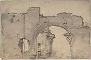 Study of Ruins, attributed to Filippo Napoletano (Filippo Angeli) (Italian, Rome ca. 1589–1629 Rome (?)), Pen and dark brown ink, brush and gray wash