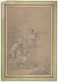 Elijah Visited by an Angel in the Wilderness (I Kings 19:4-8), Jean-Baptiste Bénard (French, active 1740 to 1758), Black chalk, heightened with white, on beige paper