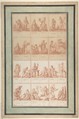 Illustrations for an Allegorical Pattern Book, Antoine Borel (French, Paris 1743–after 1810), Pen and gray ink, red chalk