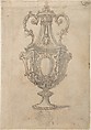 Design for a Vase with a Cross-section of its Neck (recto); Design for a Vase with studies of a Muscular Nude Male Figure and figures for a Baptism (verso), Giovanni Battista Foggini (Italian, Florence 1652–1725 Florence), Pen and brown ink, brush and gray wash, over traces of black chalk (recto); pen and brown ink, over leadpoint (verso)