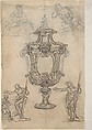 Design for a Vase with a Cross-section of its Neck (recto); Design for a Vase with studies of a Muscular Nude Male Figure and figures for a Baptism (verso), Giovanni Battista Foggini (Italian, Florence 1652–1725 Florence), Pen and brown ink, brush and gray wash, over black chalk (recto); pen and brown ink, over leadpoint (verso)