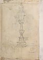 Two Designs for Vases (recto); Design for Candle Stick (?) (verso), Giovanni Battista Foggini (Italian, Florence 1652–1725 Florence), Pen and brown ink, brush and brown and gray wash, over traces of black chalk. Traces of a vertical black chalk line through the center of the design. Verso: graphite