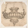 Design for Suspended Censer, Attributed to Giovanni Battista Foggini (Italian, Florence 1652–1725 Florence), Pen and brown ink, brush and brown wash, over traces of black chalk
