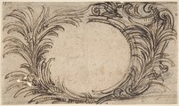 Two Variants for a Cartouche with Palm Leave Decoration, Giovanni Battista Foggini (Italian, Florence 1652–1725 Florence), Pen and brown ink over traces of black chalk