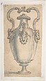 Design for a Ewer with Bull's Heads under the Handels and Spout, Giovanni Battista Foggini (Italian, Florence 1652–1725 Florence), Pen and brown ink, brush and gray wash, over traces of black chalk; glued onto secondary paper support