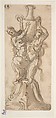 Design for a Statue consisting of a Satyr and Satyress Lifting a Vase, Attributed to Giovanni Battista Foggini (Italian, Florence 1652–1725 Florence), Pen and brown ink, brush and brown wash, over traces of black chalk