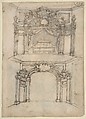 Designs for Bed Alcoves (Recto). Studies for a figure of St. John the Baptist and a Bed Alcove (Verso)., Giovanni Battista Foggini (Italian, Florence 1652–1725 Florence), Pen and brown ink, brush and gray wash over traces of black chalk (recto and verso)