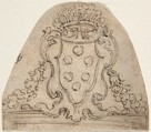 Medici Coat of Arms on top of a Window of Door Frame, Giovanni Battista Foggini (Italian, Florence 1652–1725 Florence), Pen and brown ink, over traces of black chalk