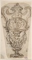 Outline of the Design for a Two-Handled Vase, Giovanni Battista Foggini (Italian, Florence 1652–1725 Florence), Pen and brown ink over traces of black chalk; glued onto secondary paper support