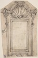 Design for a Frame Decorated with a Shell Motif, Giovanni Battista Foggini (Italian, Florence 1652–1725 Florence), Pen and brown ink, over traces of black chalk