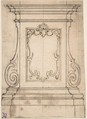 Design for a Pedestal (recto); Design for the Plan of a Monument (verso), Giovanni Battista Foggini (Italian, Florence 1652–1725 Florence), Pen and brown ink over traces of black chalk. Vertical ruling lines (recto). Black chalk (verso)