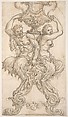 Satyr and Satyress Seated on a Pedestal Supporting a Vase., Giovanni Battista Foggini (Italian, Florence 1652–1725 Florence), Pen and brown ink, brush and gray-brown wash over traces of black chalk