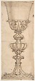 Design for a Chalice (recto); Design for the Base of a Vase (verso), Giovanni Battista Foggini (Italian, Florence 1652–1725 Florence), Pen and brown ink, brush and brown wash, over traces of black chalk. Verso: graphite