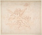 Preparatory Drawing of a Ceiling for Etching, after Boucher Drawing, Jean Charles François (French, Nancy 1717–1769 Paris), Red chalk