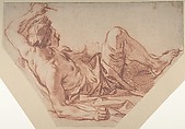 Fallen Huntsman, François Boucher (French, Paris 1703–1770 Paris), Red chalk, heightened with white