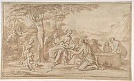 The Birth of Adonis, Marcantonio Franceschini (Italian, Bologna 1648–1729 Bologna), Pen and brown ink, brush and brown wash