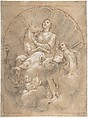 Allegorical Figure of Purity with a Unicorn, Marcantonio Franceschini (Italian, Bologna 1648–1729 Bologna), Pen and brown ink, brush and gray wash, highlighted with white, over black chalk, on brown-washed paper